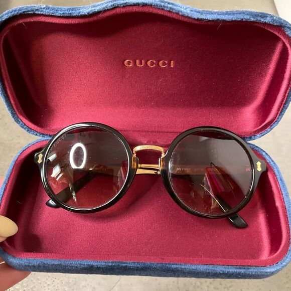 Gucci Round and Gold Metal Sunglasses - Picture 1 of 9